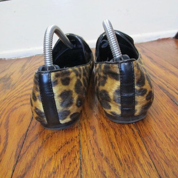 Nine West Black & Gold Leopard Print Loafers Size 7M Ballet Flats Moto Boho Edgy - Picture 5 of 16
